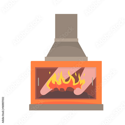 Modern gas or electric fireplace vector Illustration