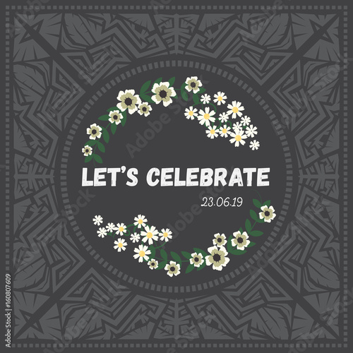 Doodle vector pattern ethnic tribal style invitation.