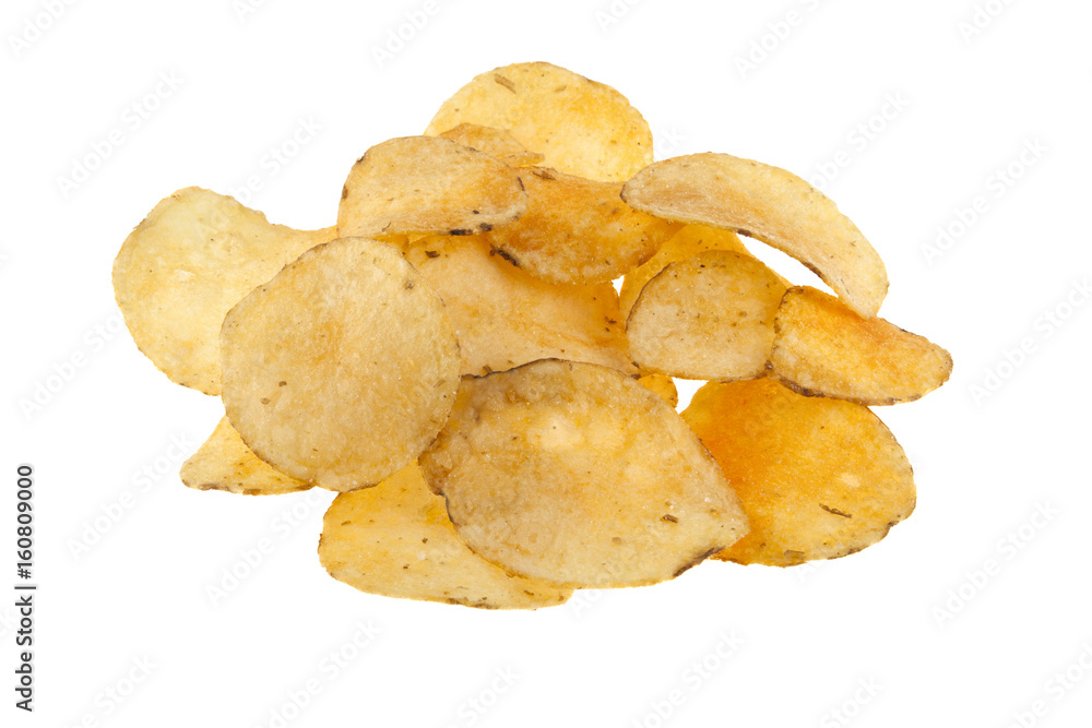 Potato chips isolated on a white background Potato chips isolated on a white background