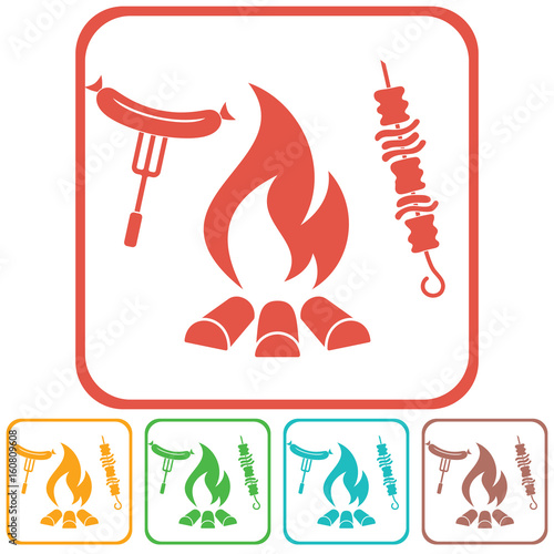 Grilled kebab and sausage icon