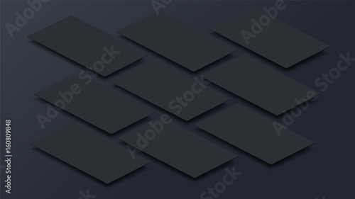 3D Mockup mobile app interface. Blank app screen. Horizontal 9:16 aspect ratio in dark gray color tone created by vector easy to use for user interface and user experience design.