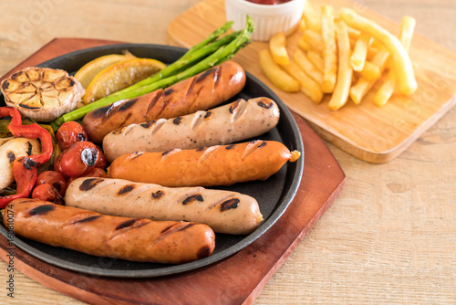 grilled sausage with vegetable