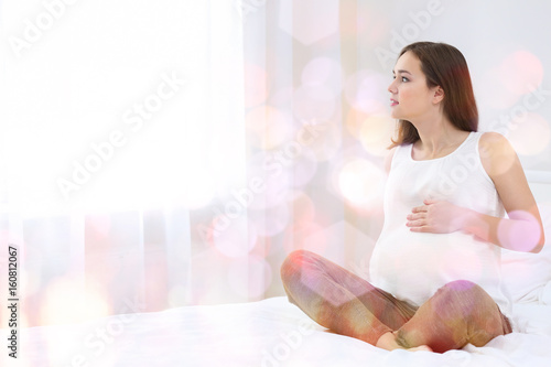 Beautiful pregnant woman si...