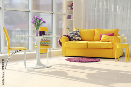 Modern interior with lilac ...