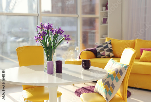 Modern interior with lilac accent