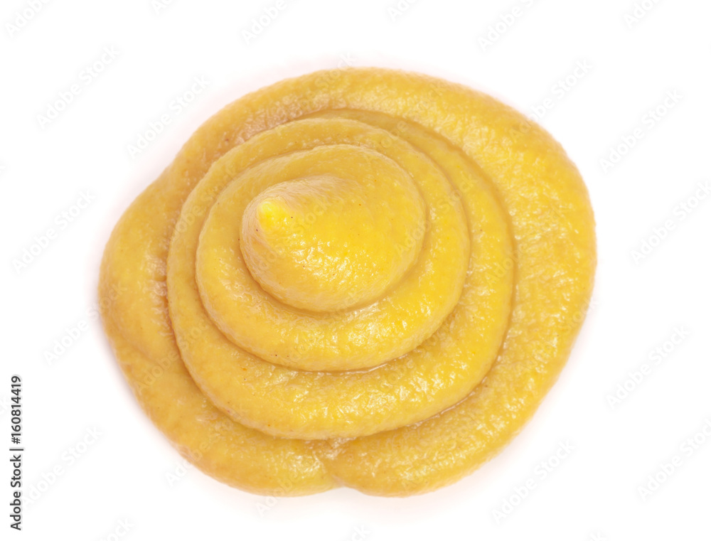 mustard sauce isolated on white background close-up. Top view mustard sauce isolated on white background close-up. Top view