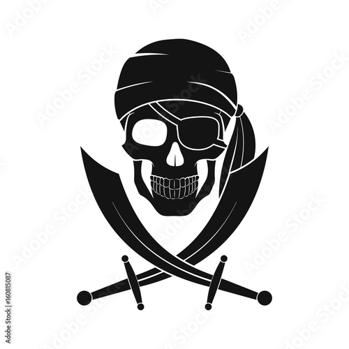 Illustration of pirate sign with two swords. Vector.