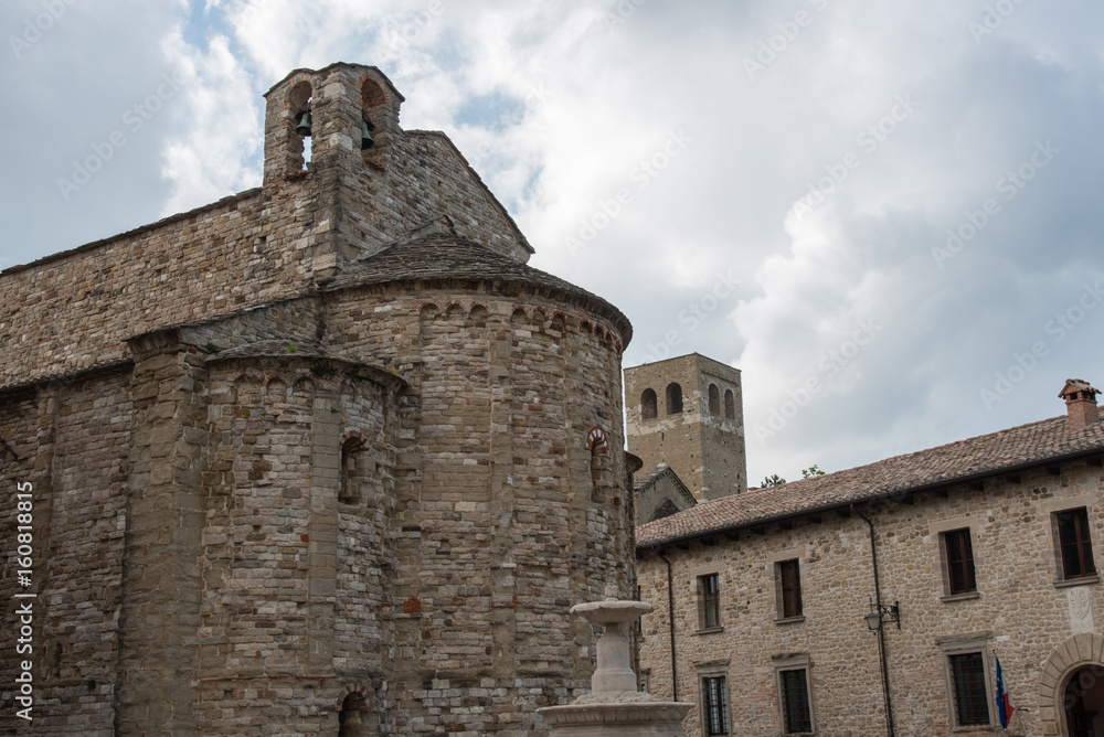The historic village of San Leo. Between ancient churches and historic buildings. Rimini