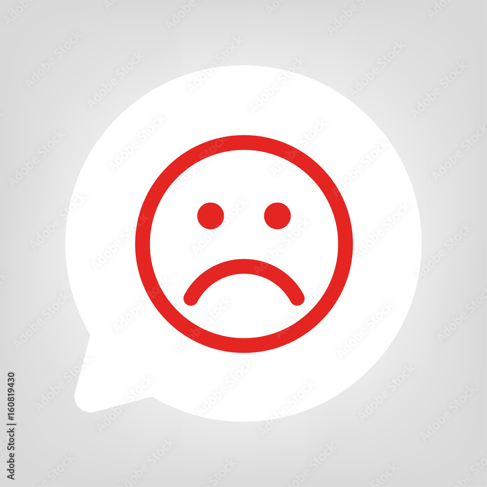 Kreis Sprechblase - Smiley traurig rot Kreis Sprechblase - Smiley traurig rot