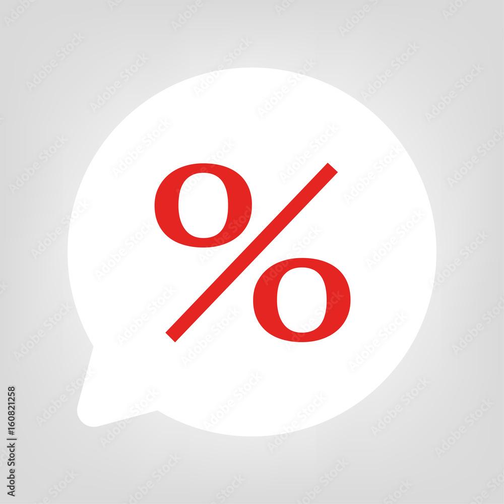 Kreis Sprechblase - Prozentzeichen rot Kreis Sprechblase - Prozentzeichen rot