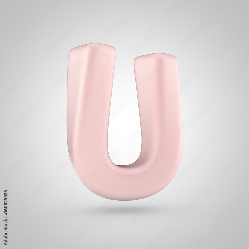 Millennium Pink color letter U uppercase isolated on white background Millennium Pink color letter U uppercase isolated on white background