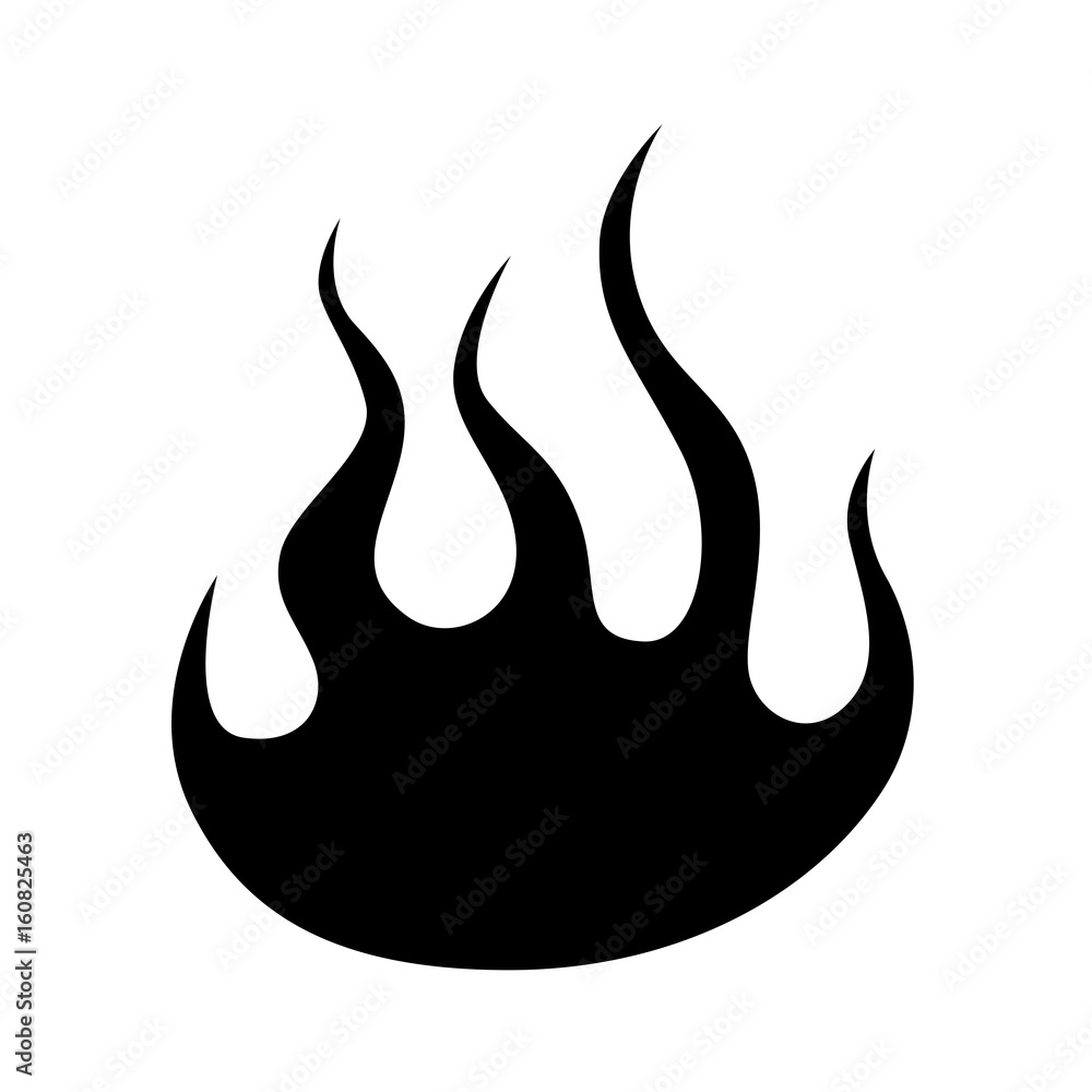 Flame tattoo tribal vector design sketch. Fire black isolated template logo on white background. Stock Vector