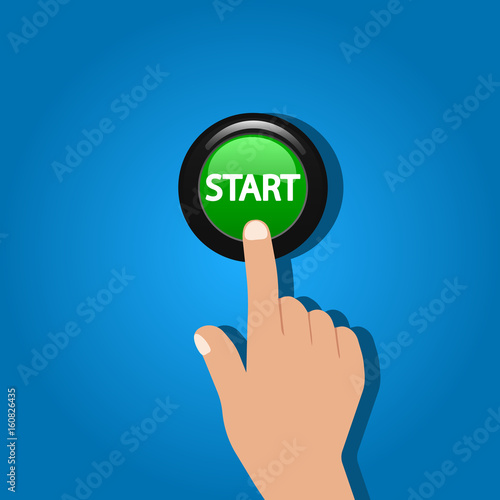 Start button vector. Flat.
