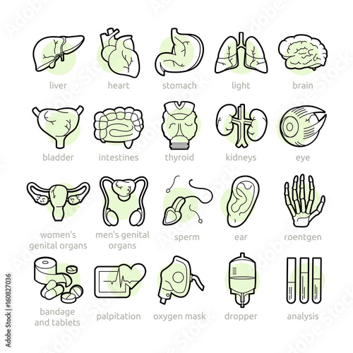 Medical icons with lines