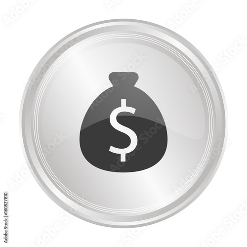 Geldsack Dollar - Verchromter Button