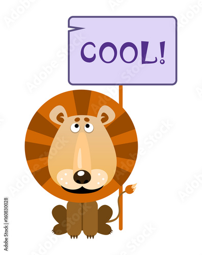 Lion  holds a sign with an inscription 
