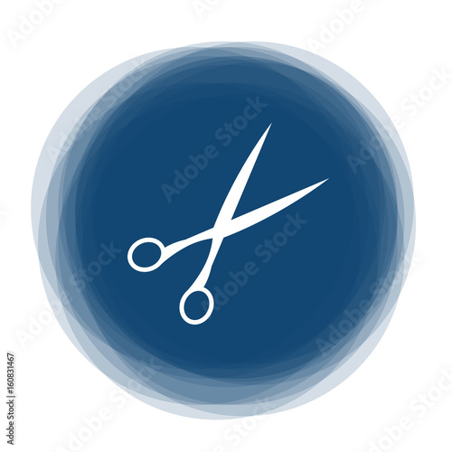 Abstract round button - scissor - cut