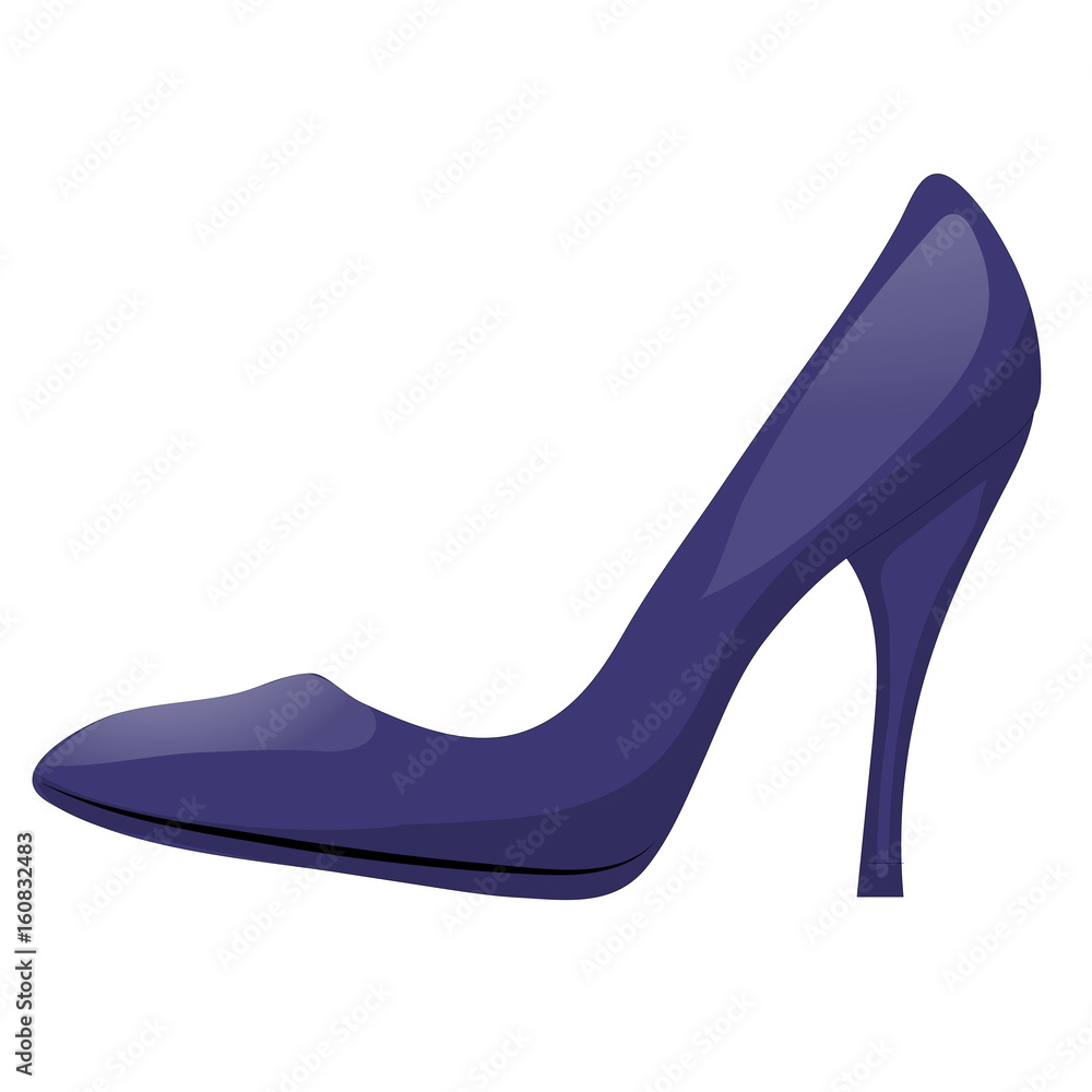 Illustration of dark blue shoe with high heel. Isolated on white background. Vector illustration Illustration of dark blue shoe with high heel. Isolated on white background. Vector illustration