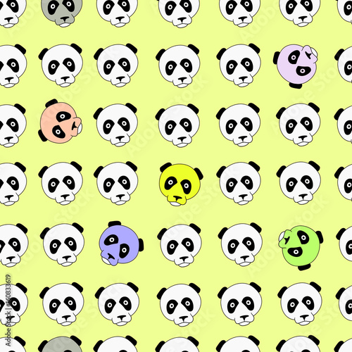 Color panda head china design vector illustration seamless