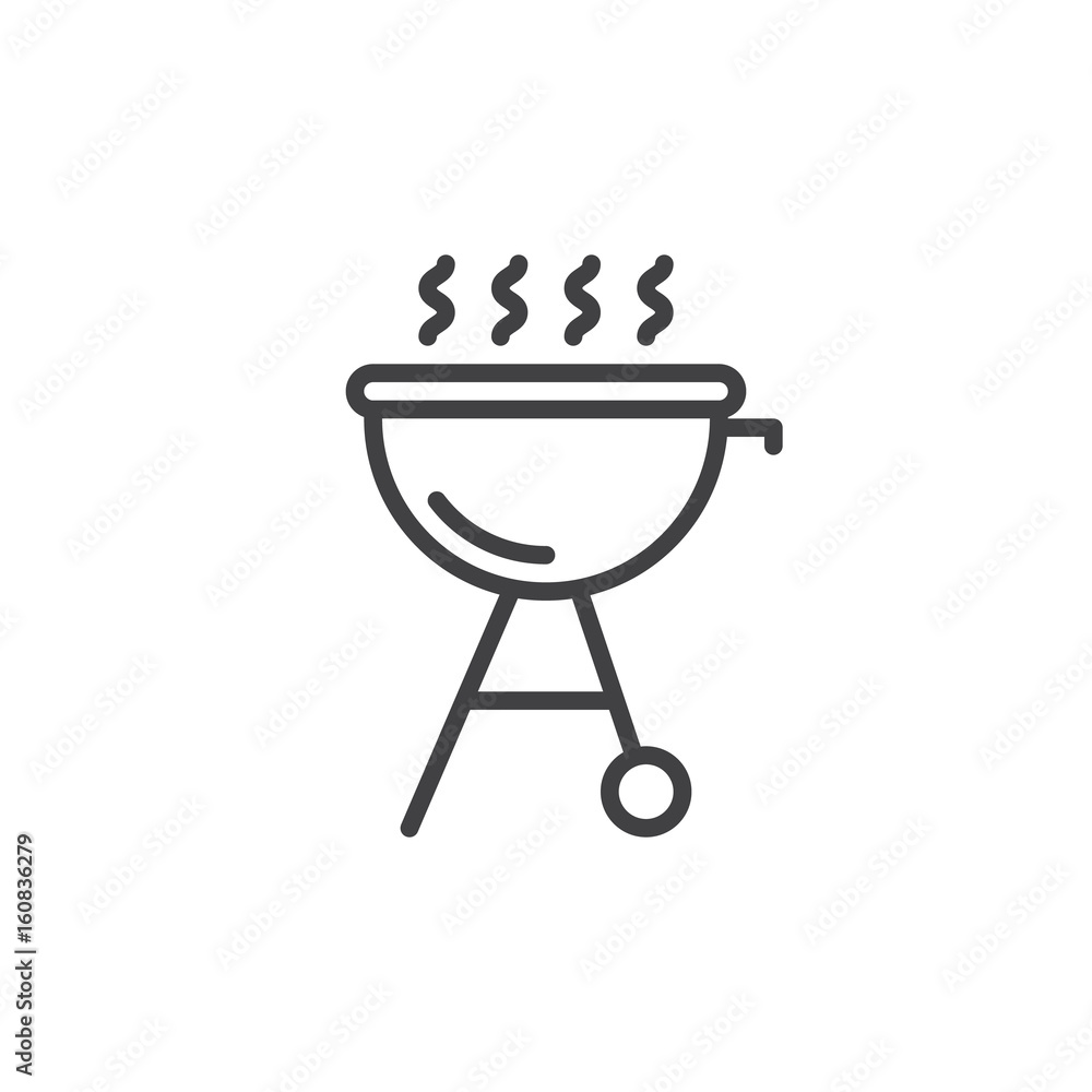 Grill line icon, outline vector sign, linear style pictogram isolated on white. Bbq symbol, logo illustration. Editable stroke. Pixel perfect Stock Vector | Adobe