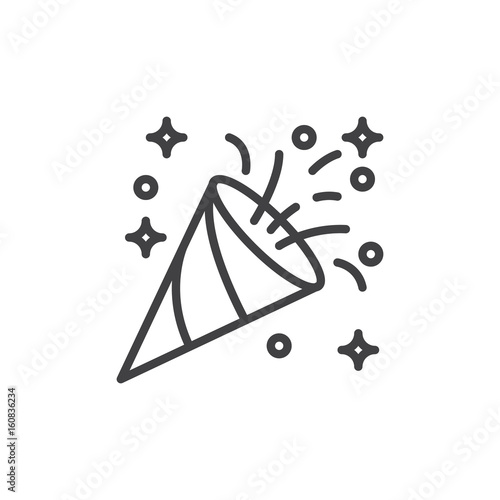 Confetti popper line icon, outline vector sign, linear style pictogram isolated on white. Symbol, logo illustration. Editable stroke. Pixel perfect
