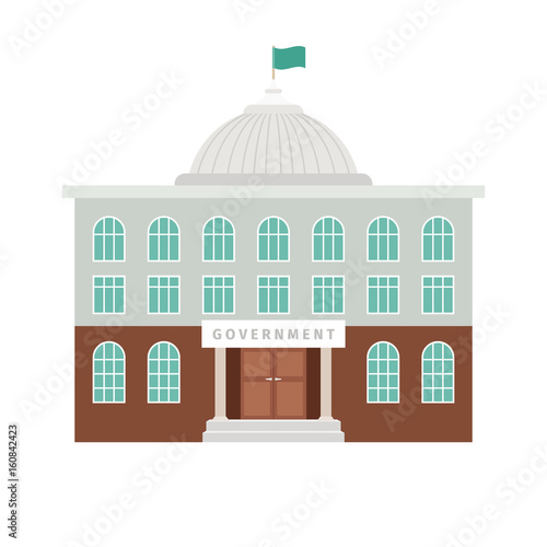 Government building with dome and flag
