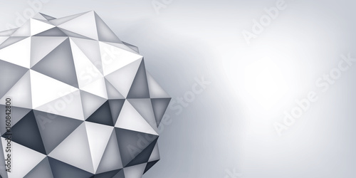 Volume vector polyhedron star. Triangle shape, 3d geometry crystal, mesh version, abstract  element on gray background for you presentation 