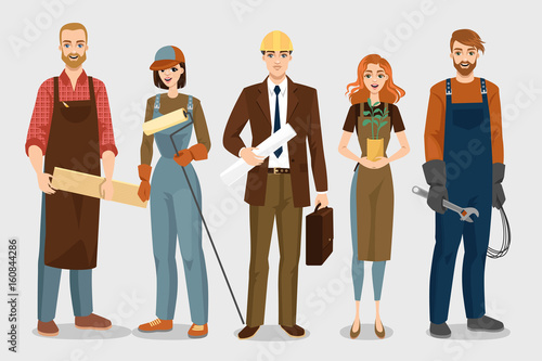 Set of illustrations of people of different professions in a cartoon style
