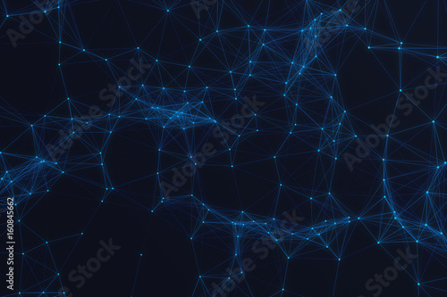 Technological connection futuristic shape  blue dot network  abstract background  blue background  Concept of Network  internet communication 3D rendering