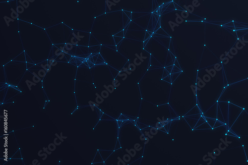 Technological connection futuristic shape  blue dot network  abstract background  blue background  Concept of Network  internet communication 3D rendering