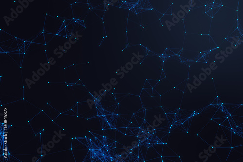 Technological connection futuristic shape, blue dot network, abstract background, blue background, Concept of Network, internet communication 3D rendering © rost9