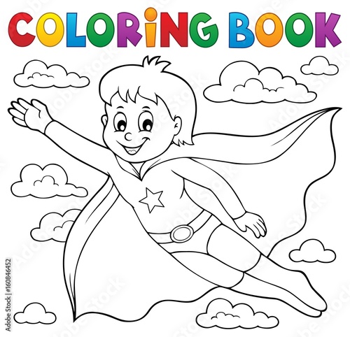 Coloring book super hero boy theme 1