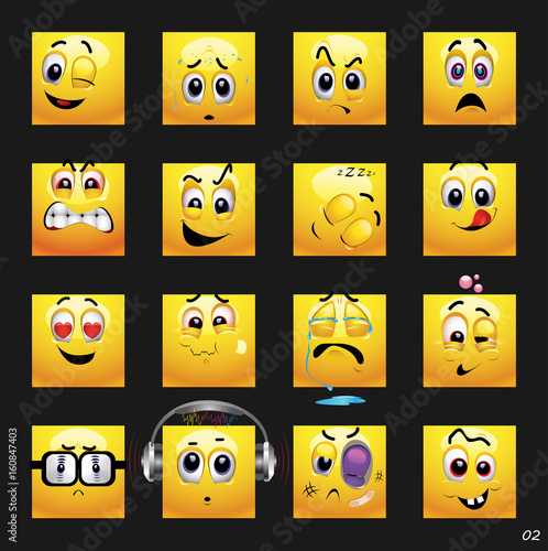 Vector set of face icons. Vector set of face icons with different face expression.