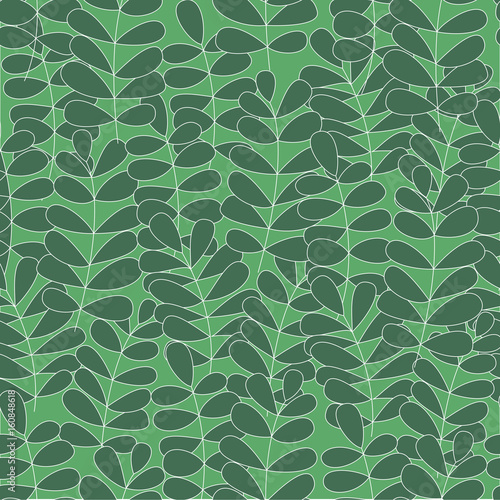 Seamless vector pattern with hand drawn green leaves 