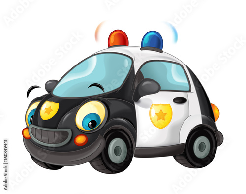 Cartoon police car - isolated - illustration for children