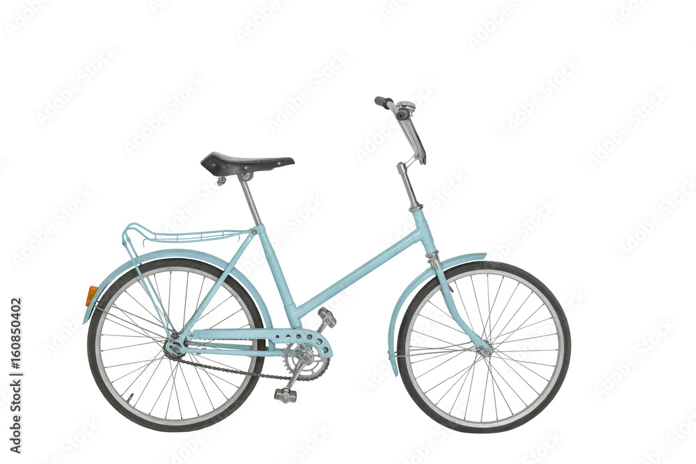 Old bicycle on white background