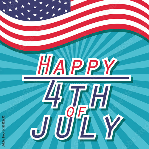 american independence day 4th of July poster, red blue white flag. vector illustration