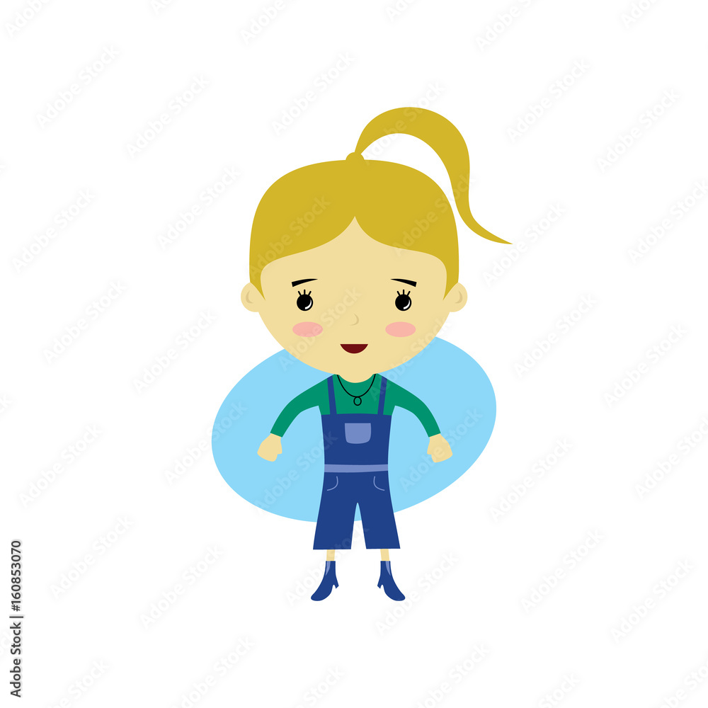 cute happy little woman - adorable girl cartoon vector cute happy little woman - adorable girl cartoon vector