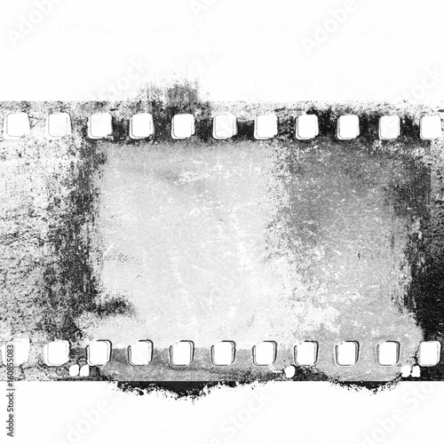 Grunge black and white film strip frame.