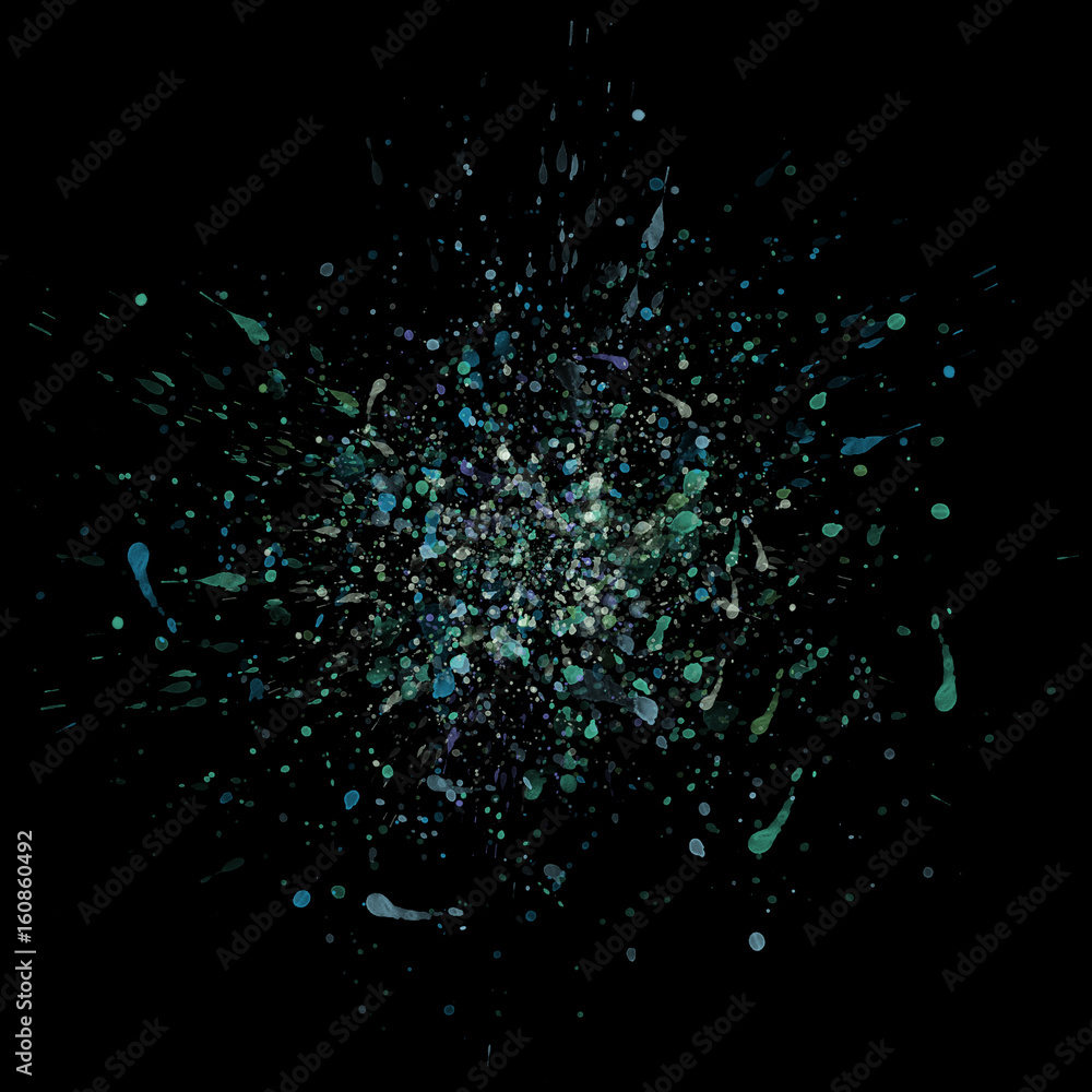 Green and blue paint stains on black background. Creative grunge texture for design. Green and blue paint stains on black background. Creative grunge texture for design.