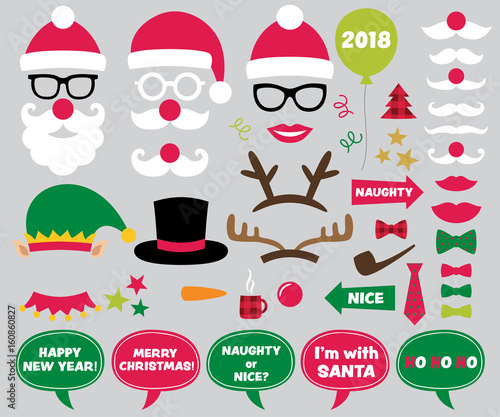 Christmas and New Year photo booth props and design elements