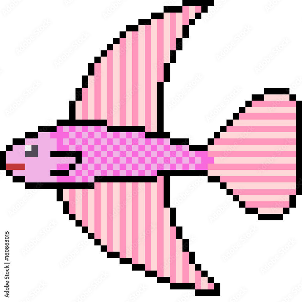 vector pixel art fish