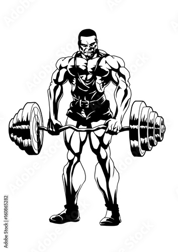 sports bodybuilding,vector,illustration,logo,ink,black and white,outline,isolated on a white