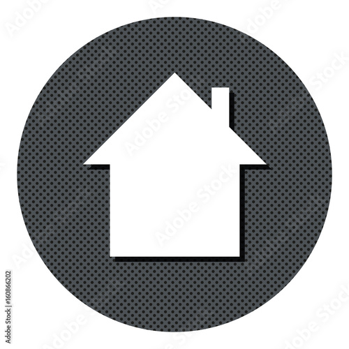 Wohnhaus - Gepunkteter Button mit Symbol und Schatten