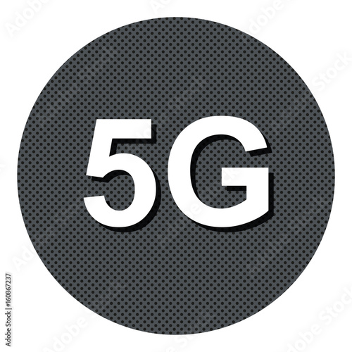 5G Breitband - Gepunkteter Button mit Symbol und Schatten