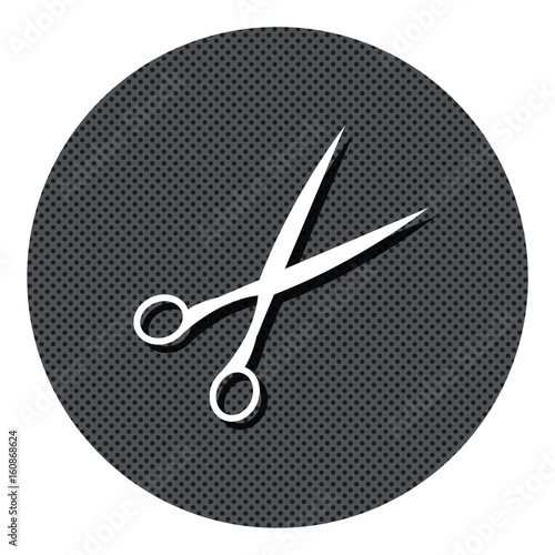 Schere - Gepunkteter Button mit Symbol und Schatten