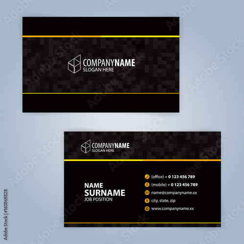 Business card template. Yellow and Black, Illustration Vector10