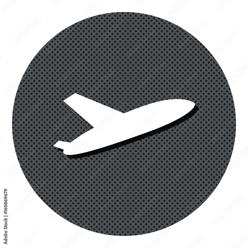Flieger - Gepunkteter Button mit Symbol und Schatten Flieger - Gepunkteter Button mit Symbol und Schatten