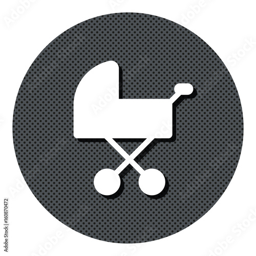 Babywagen - Gepunkteter Button mit Symbol und Schatten