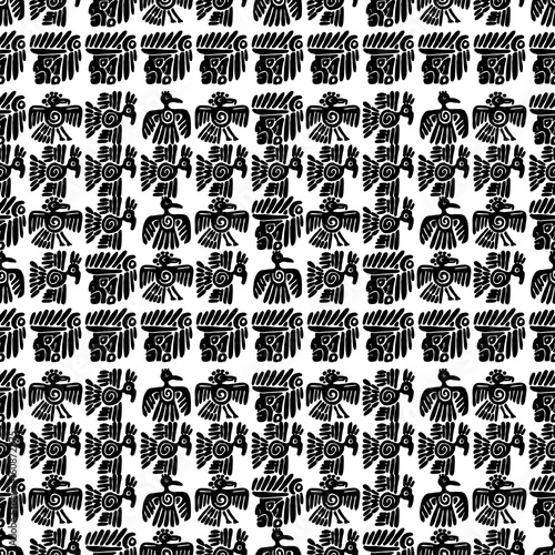 Seamless maya pattern. Black and white ethnic elements. © lolya1988